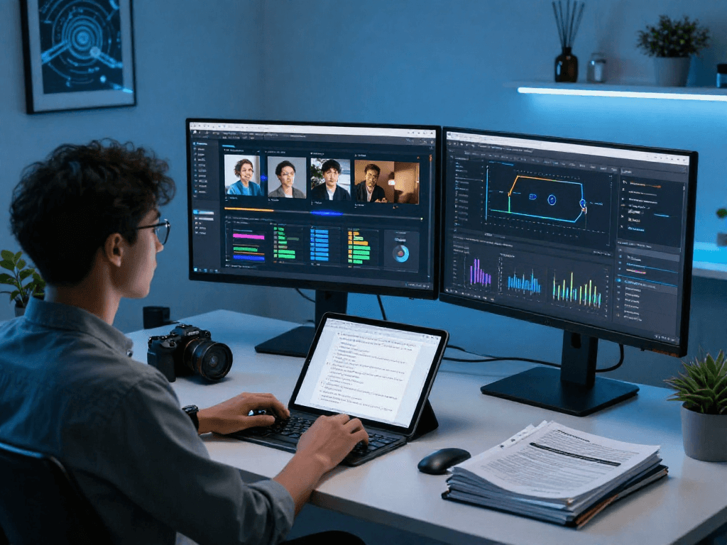 Dynamic AI detector workspace highlighting content moderation technology and analytics.