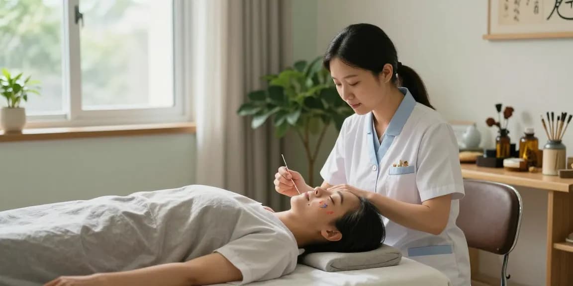 수원한의원 practitioner caring for a patient during acupuncture treatment.