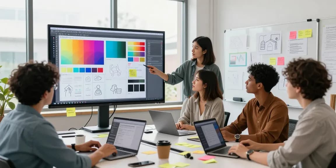A diverse team engaging with a mixboard in a collaborative digital workspace.