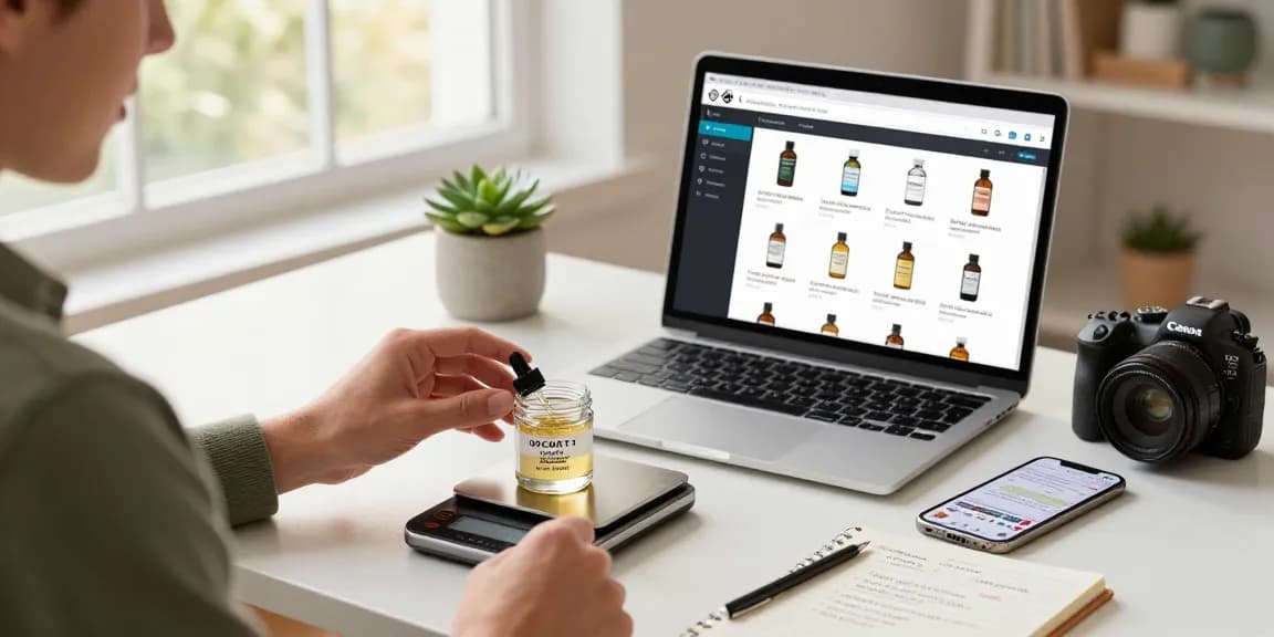 Buy D9 CAT 3 THC Distillate in a modern e-commerce workspace, examining product quality.