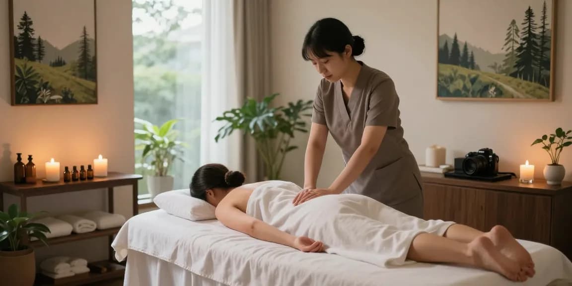 Relaxing 부산스웨디시 massage therapy session with essential oils and calming ambiance.