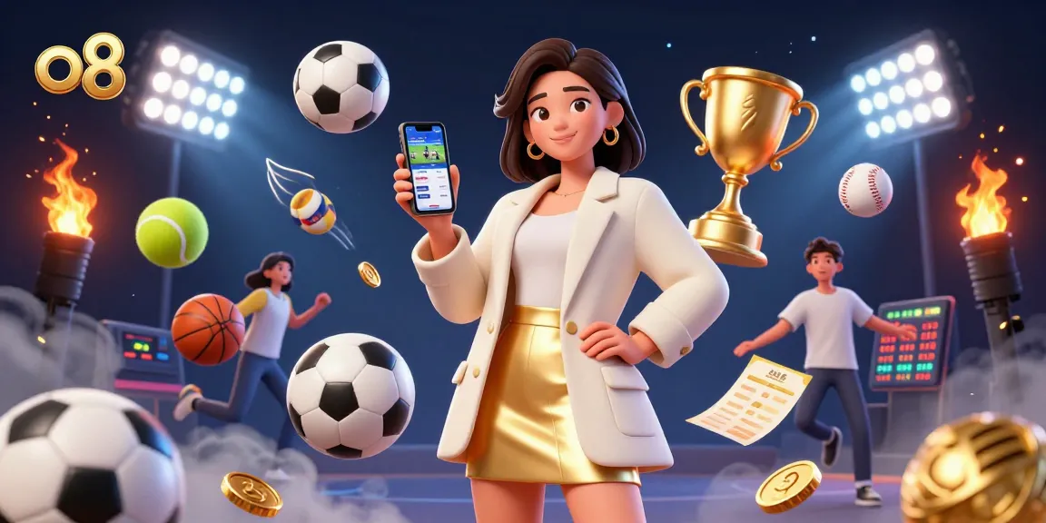 Betting on sports with o8 features vibrant Asian woman and dynamic casino elements