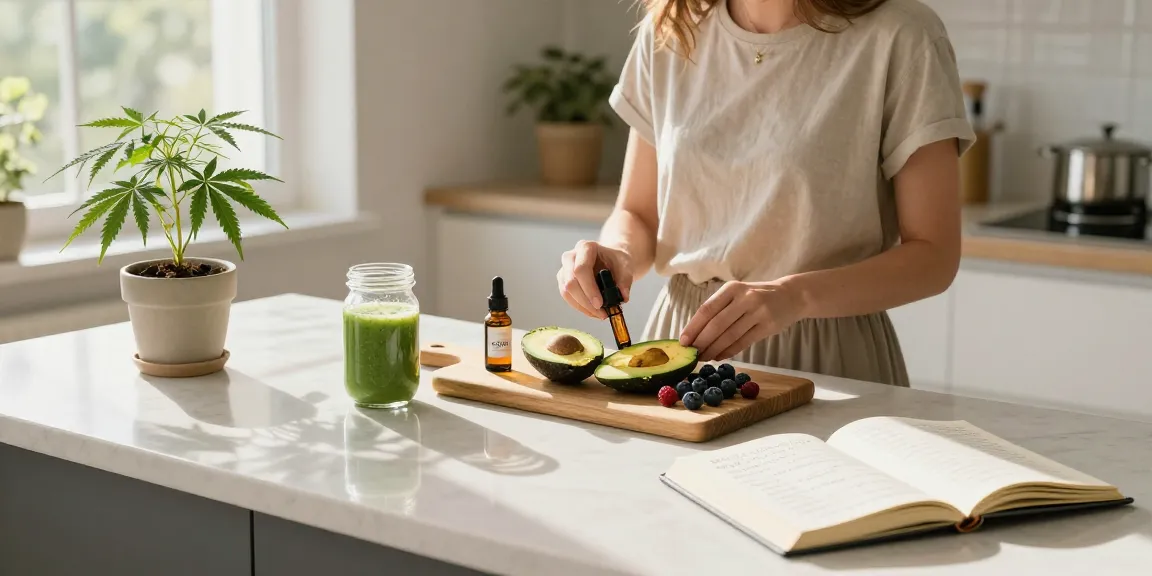 Ministry cannabis wellness routine featuring organic CBD oil, hemp extract, and healthy breakfast.