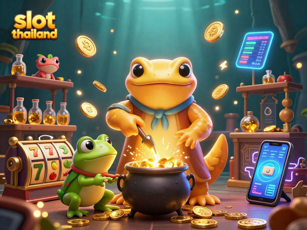 Spin to win big with slot thailand: a magical alchemist scene bursting with slot elements