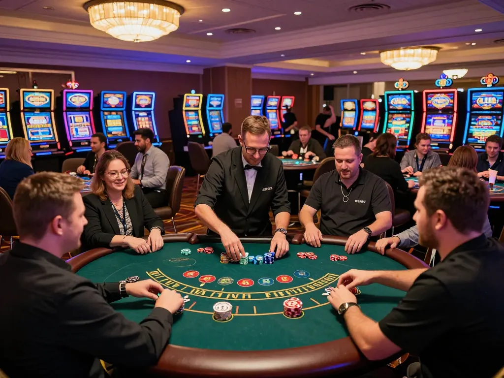 Players engaging in exciting games at cm88-bet casino floor, capturing vibrant gambling atmosphere