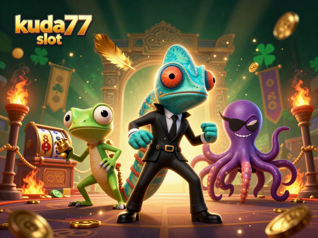 Menangkan kuda77 slot dengan tampilan 3D kartun khas agen rahasia lengkap dengan elemen kasino.
