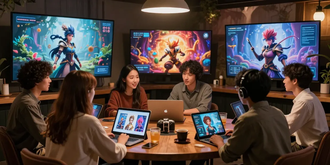Tavern AI users engaging creatively with digital characters in a warm virtual tavern.