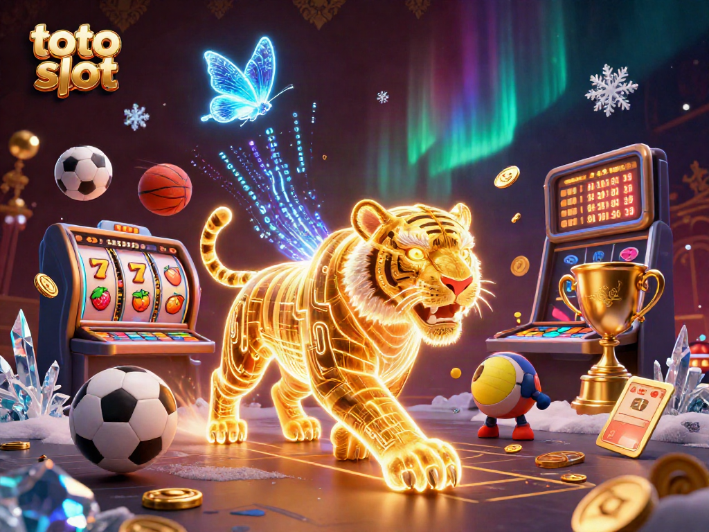 Engage with the thrilling toto slot experience in an ultra-detailed 3D digital casino landscape.