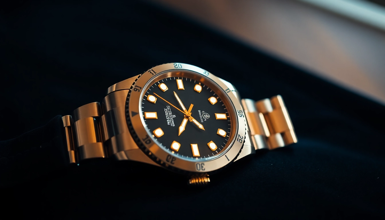 Highlighting a detailed rolex replica with a luxurious design set against a dark velvet background.