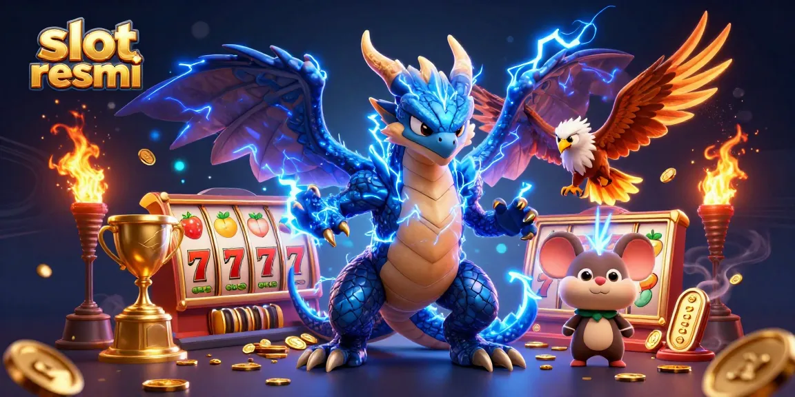 Spin the reels with slot resmi in thrilling 3D casino illustration, showcasing energetic casino action.