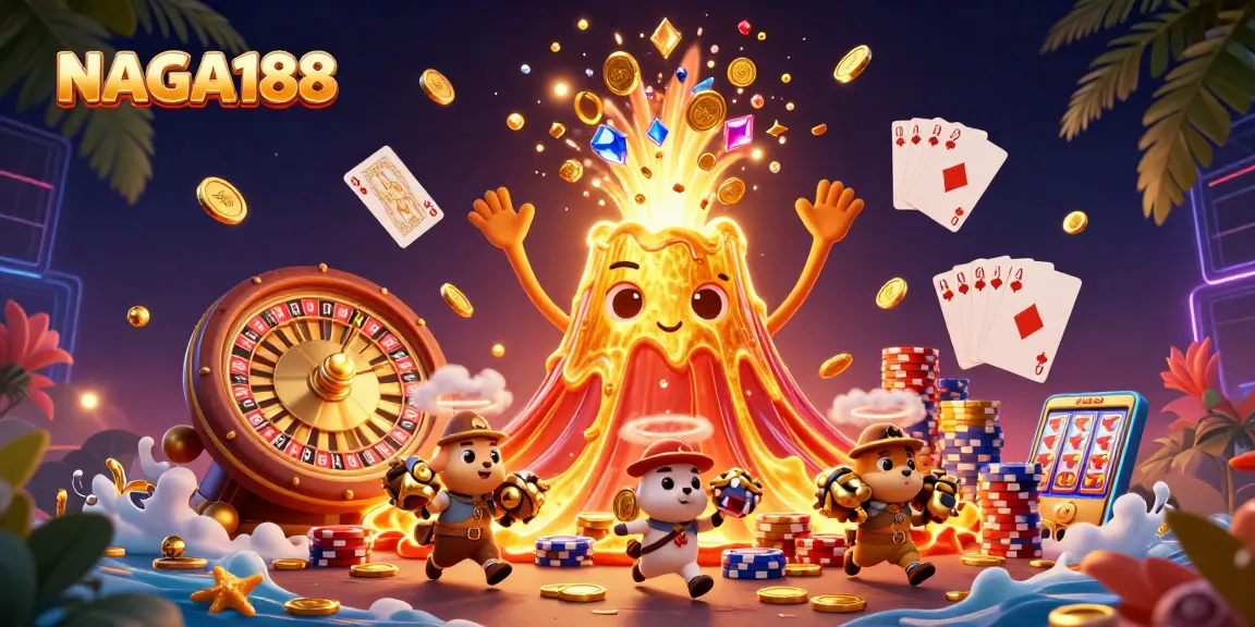 NAGA188 memanjakan pemain dengan jackpot dan harta karun dalam ilustrasi kasino yang kaya detail