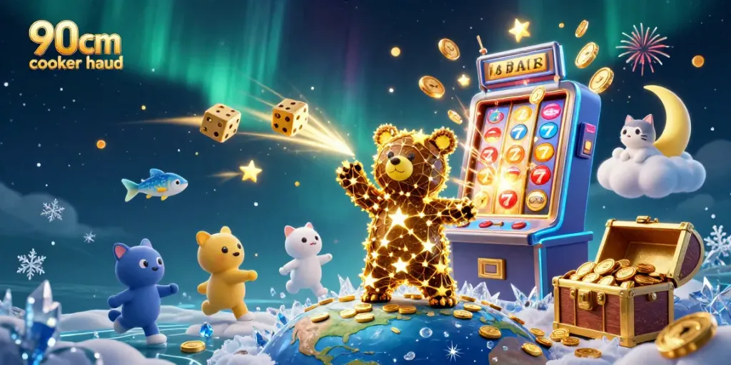 Experience the thrill of the 90cm cooker hood jackpot with golden coins and dynamic gambling elements.