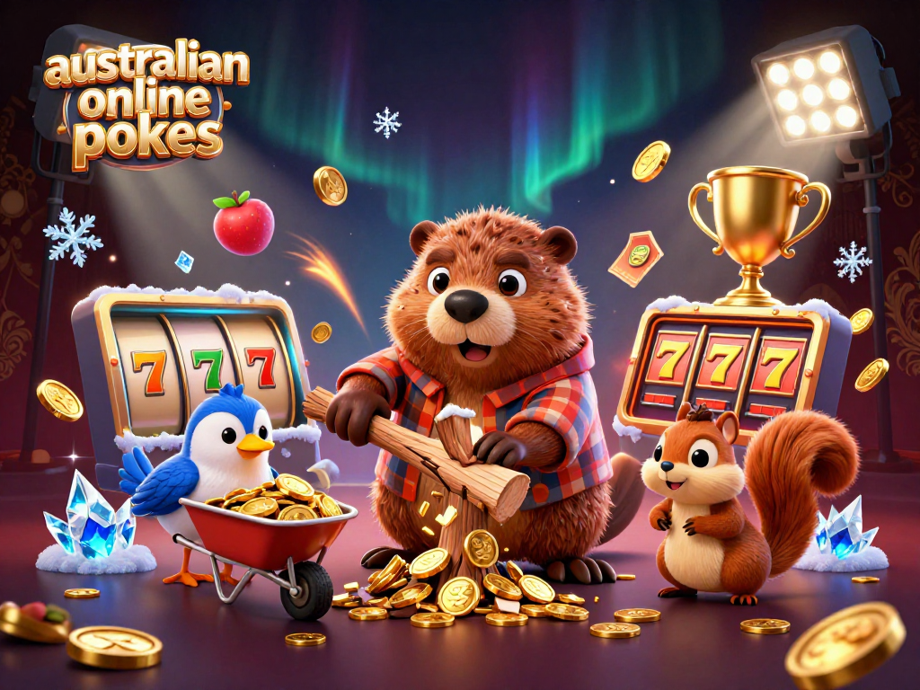 Engage with exciting australian online pokies in a dynamic casino illustration featuring vibrant characters and elements.