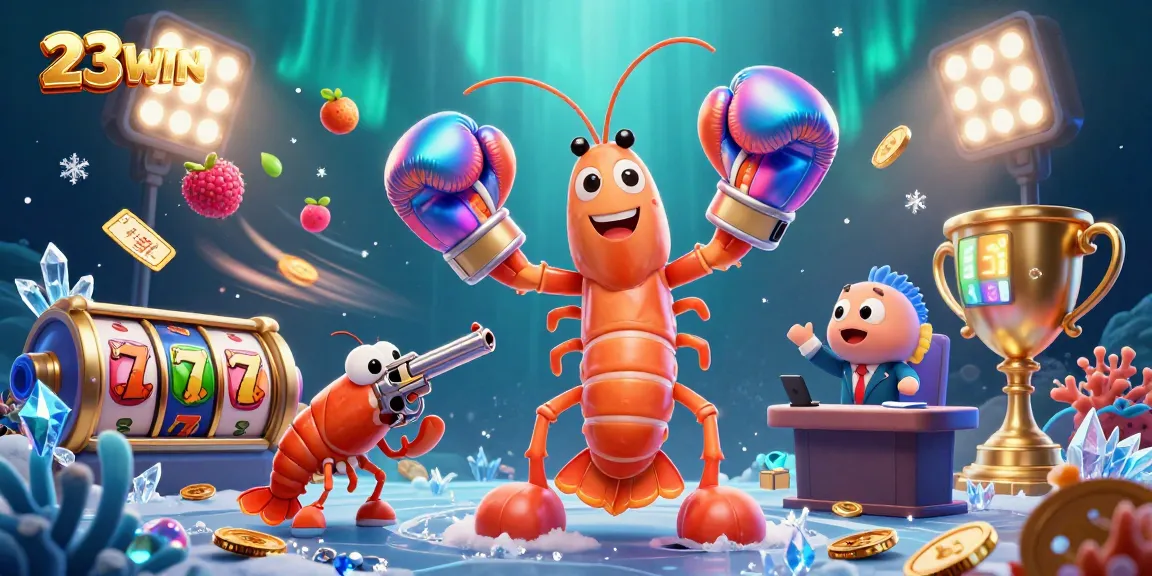 Engage with 23WIN's vibrant gambling scene featuring dynamic slot elements and charismatic characters.