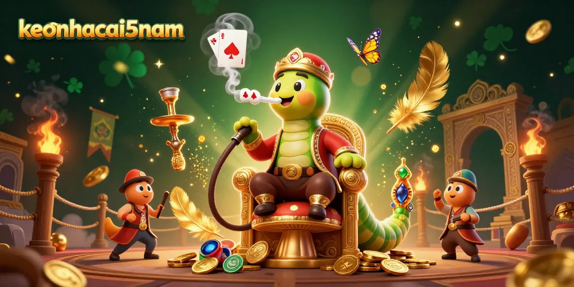 Engage with keonhacai5nam's vibrant 3D casino world featuring a hookah-master caterpillar.