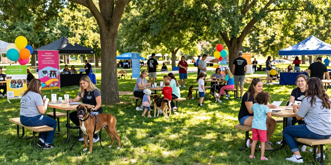 Community pet adoption event featuring Boxer and Great Dane breeds at indigoboxersndanes.com, highlighting joyful interactions.