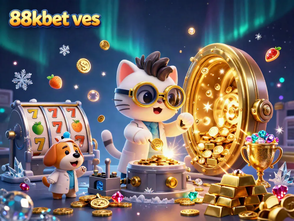 Experience the excitement of 88kbet ves with spinning slots, golden treasures, and vibrant casino scenes.