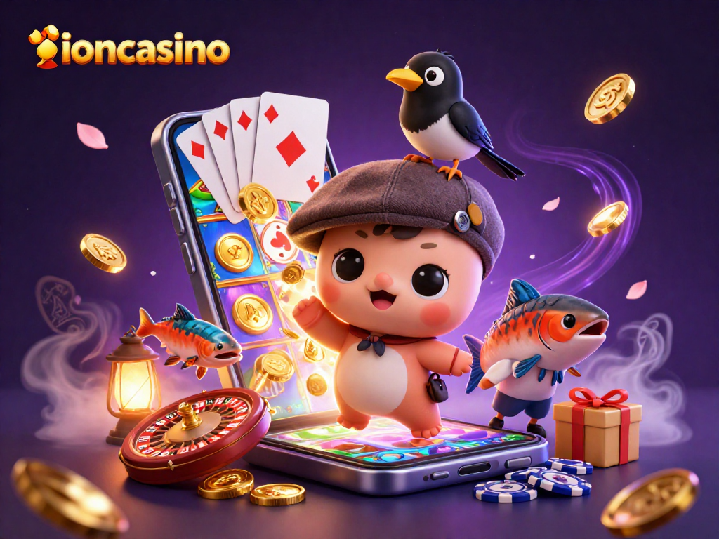 Engage in thrilling gaming at ioncasino with exciting characters and vibrant casino elements.