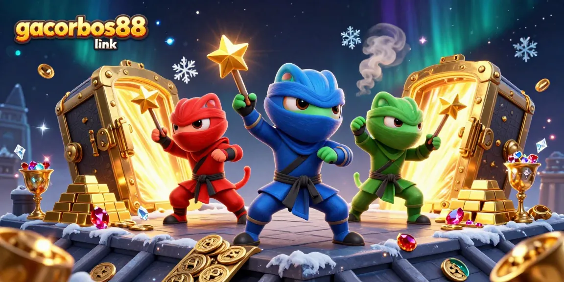 Experience thrilling gaming with gacorbos88 link as ninja chameleons showcase their skills in a colorful casino.
