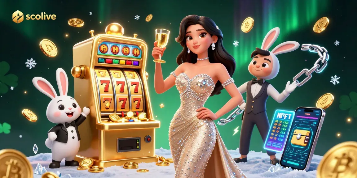 Socolive streamers embracing excitement beside a jackpot slot machine and crypto assets.