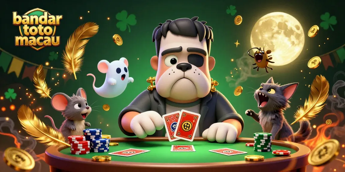 Experience exhilarating gaming at bandar toto macau with unique characters at a casino table.