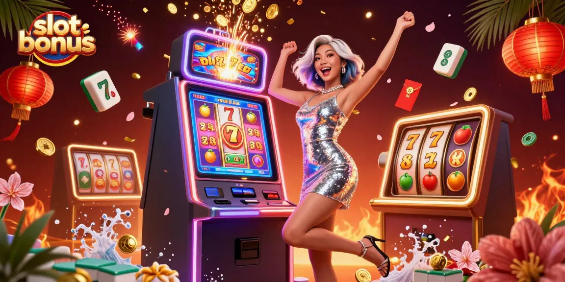 Experience the thrill of a slot bonus with a stunning win celebration amidst vibrant casino visuals.