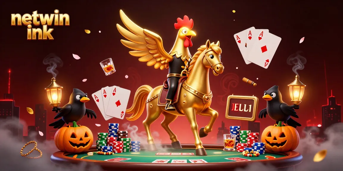 Engage with netwin ink's thrilling casino experience featuring a golden rooster and its mystical companions.