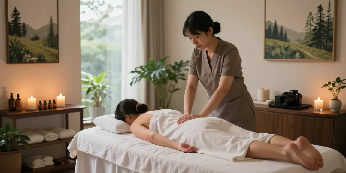Relaxing 부산스웨디시 massage therapy session with essential oils and calming ambiance.