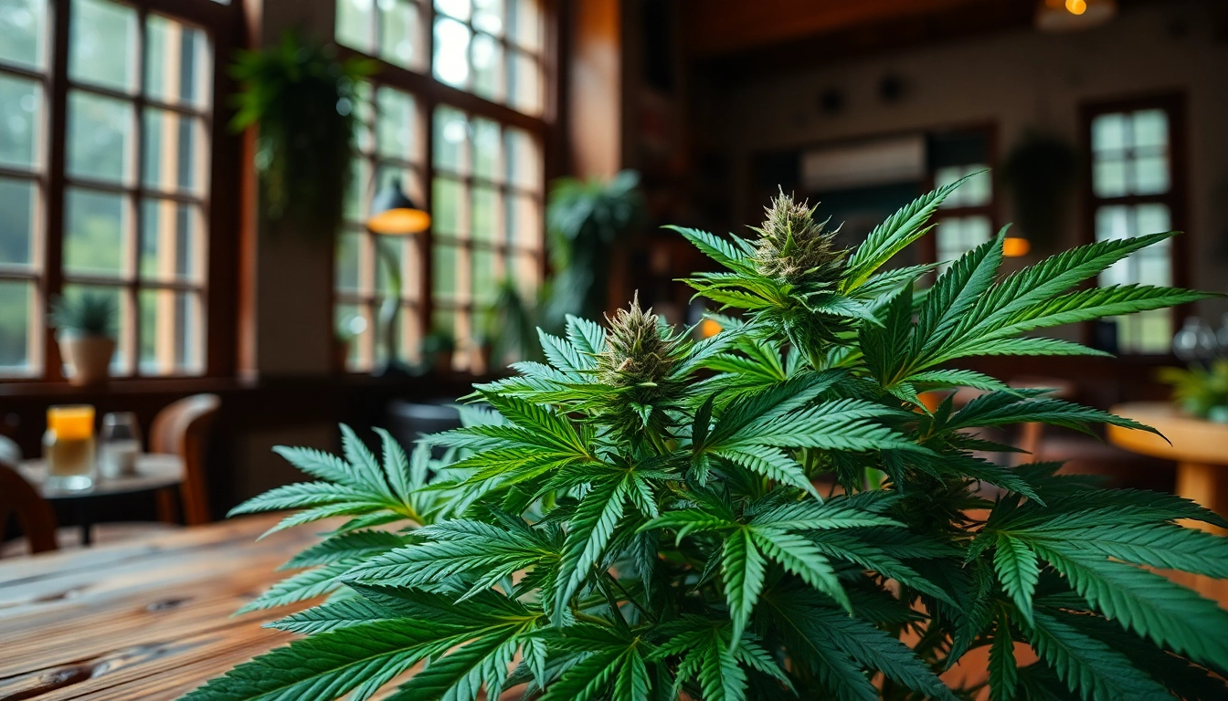 Cannabis Tbilisi displayed in a cozy café environment with warm lighting.