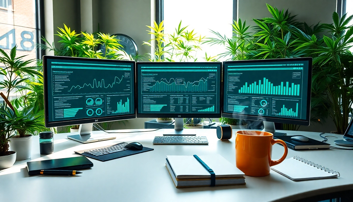 Engaging workspace with technology and greenery for geekthc enthusiasts.