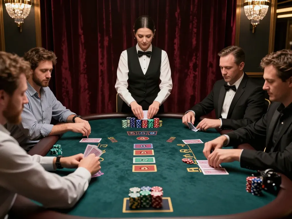 Players at the blackjack table actively engaging in a thrilling game at okwin68 casino.