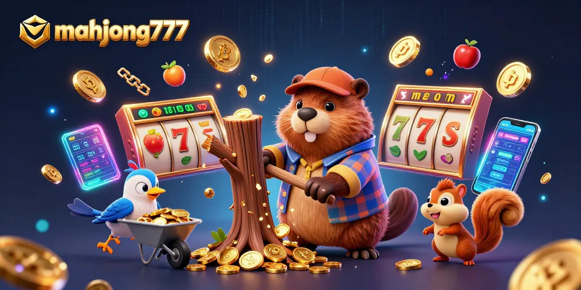 Experience mahjong777 slots with vibrant characters collecting coins amidst dazzling game elements