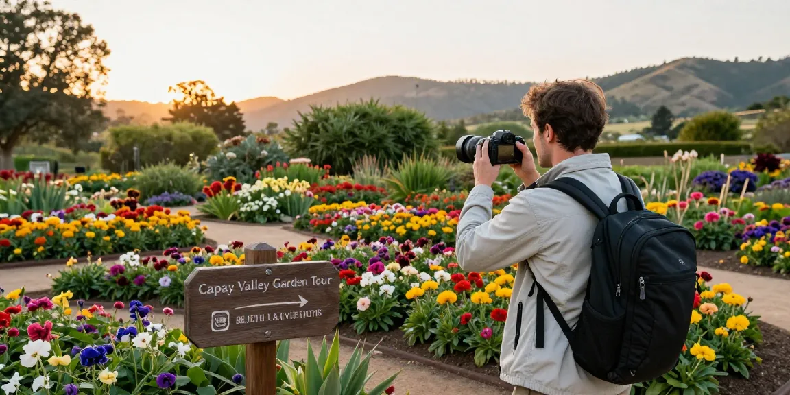 Discover vibrant flowers at https://www.thecapayvalleygardentour.com during golden hour exploration.