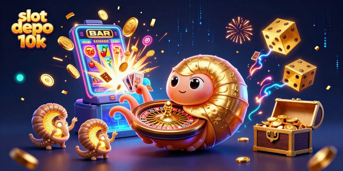 Menang besar dengan slot depo 10k menggunakan mesin slot jackpot yang penuh dengan koin dan simbol keberuntungan.