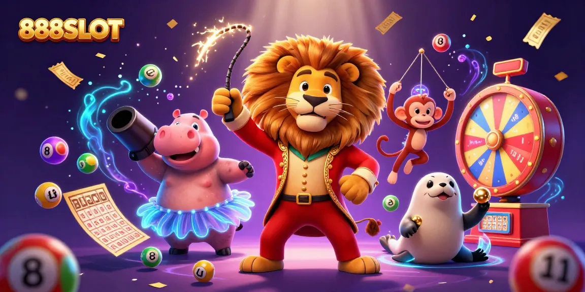 Win big with colorful games and jackpots at 888SLOT in a vibrant 3D casino scene.