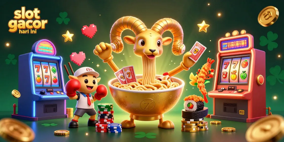 Experience high RTP with slot gacor hari ini, surrounded by colorful casino elements and characters.