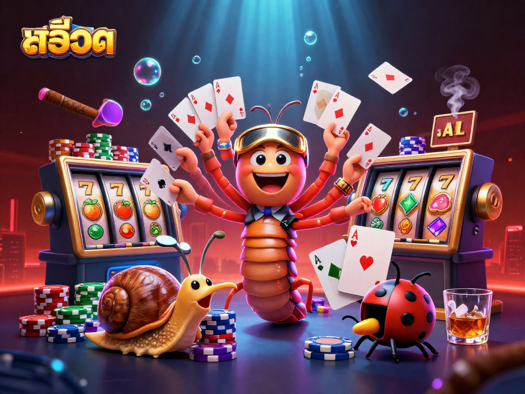 Engage in thrilling สล็อต action with a lively millipede dealer and vibrant casino elements.