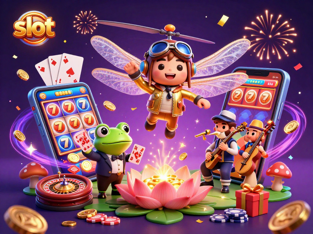 Engage with thrilling slot action as colorful reels spin amidst vibrant casino scenes