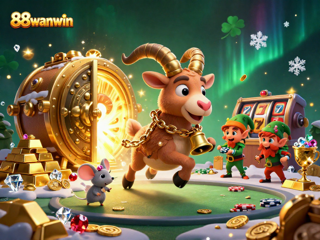 Experience festive gaming thrills with 88wanwin as Krampus guards the casino while elf gremlins steal chips.