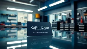 Gift card showcasing window tint services, displayed in a professional tint shop.