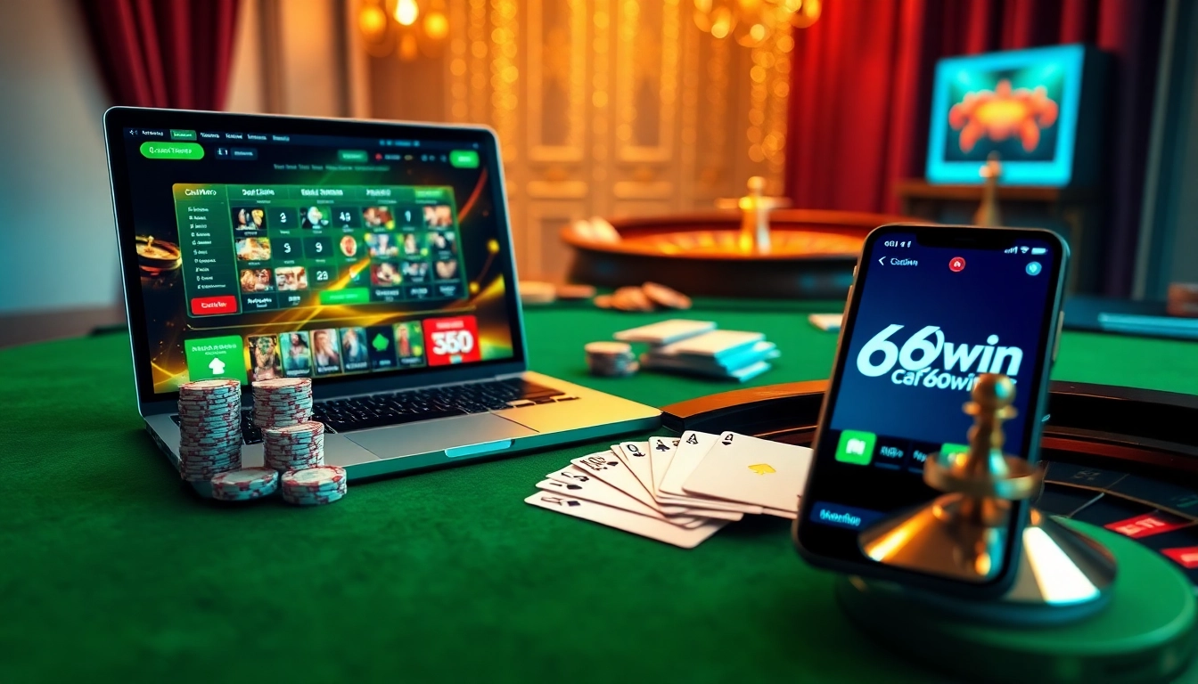 Experience 68win gaming excitement with elegant poker and roulette elements showcased.