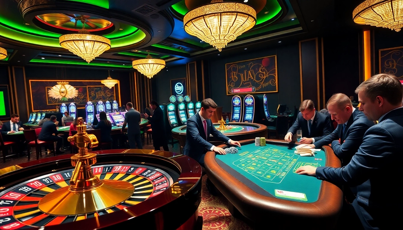 Experience the thrill of 8day casino games with luxury poker tables and vibrant roulette wheels.